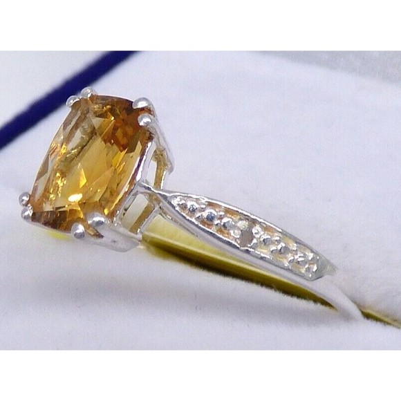 Chuck Clemency Yellow Citrine Gemstone Ring Solitaire Sterling Silver 925 Size 7 - Picture 5 of 16